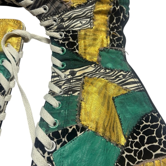 Converse knee High Top Patchwork Sneaker Boots women’s size 9 extra tall shoes - Picture 3 of 9